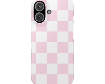 Y2K Stylish Pink Checker Slim Phone Cases, Cute Phone Cover, Trendy Mobile Case, Gift for Her, Fun Accessories