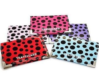 PU Leather Travel Bus Pass Holder Oyster Wallet Rail Card Cover Case Polka dot