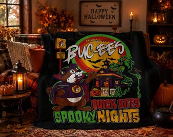 Buc-ee's "Quick Bites & Spooky Nights" Vintage Look Limited Edition Super Soft Fleece Halloween Blanket
