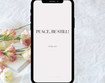 Markus 4:39 Bijbelvers telefoonbehang: christelijk geloof aanmoedigen | Telefoonachtergrond schriftvergrendelscherm