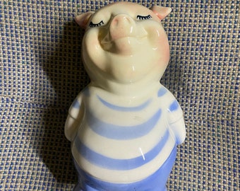 Vintage Royal Copley England Smiling Pig Piggy Bank, Kitsch
