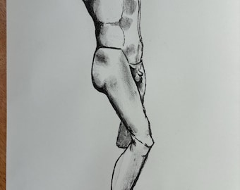 Dibujo original a carboncillo y lápiz sobre papel de Apolo