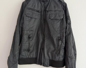 Buffalo David Bitton Men’s Black Leather Bomber Jacket