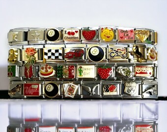 Italian Charm Bracelet - Vintage Italian Charms Bracelets, Custom Italian Charm Bracelet, Y2K Italian Charms, Y2K Complete Italian Bracelet