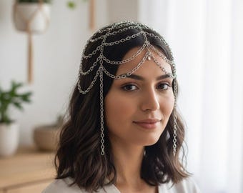 Antique Silver Plated Metal Hair Chain, Hair Accessories  display picture 3