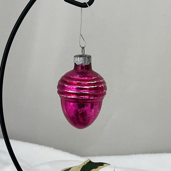 Shiny Brite pink glass acorn ornament