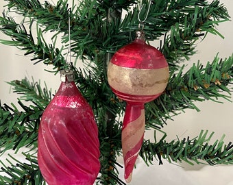 Vintage unique and fancy shaped glass Christmas ornaments.
