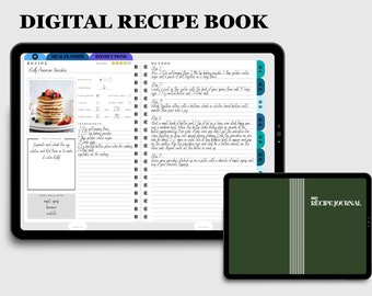 Digitaal receptenboek voor GoodNotes, Notability, digitaal iPad-receptendagboek, digitaal kookboek, digitale maaltijdplanner, receptenboeksjabloon