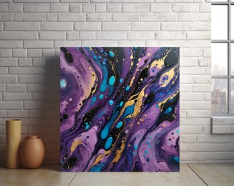 Galactic abstract purple gold acrylic painting, Abstract Galaxy Stars abstract, large abstract art, copy of original (Printed onto canvas)