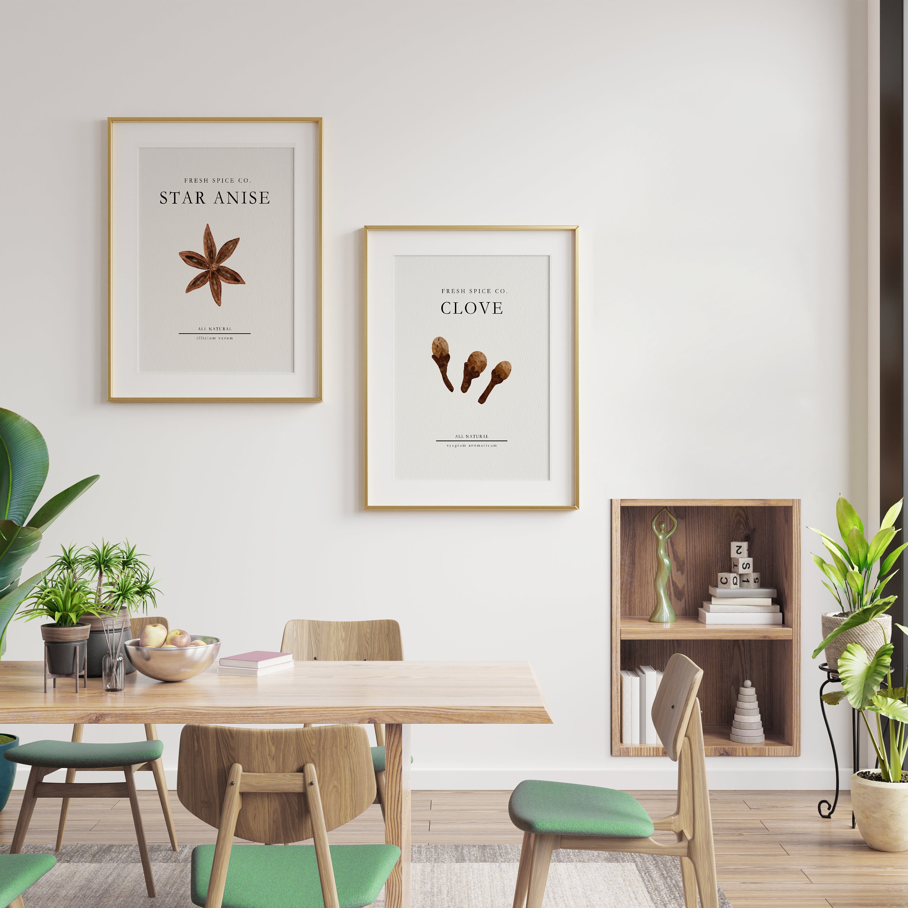 Minimalist Kitchen Wall Art Star Anise Watercolor Painting Kitchen ...