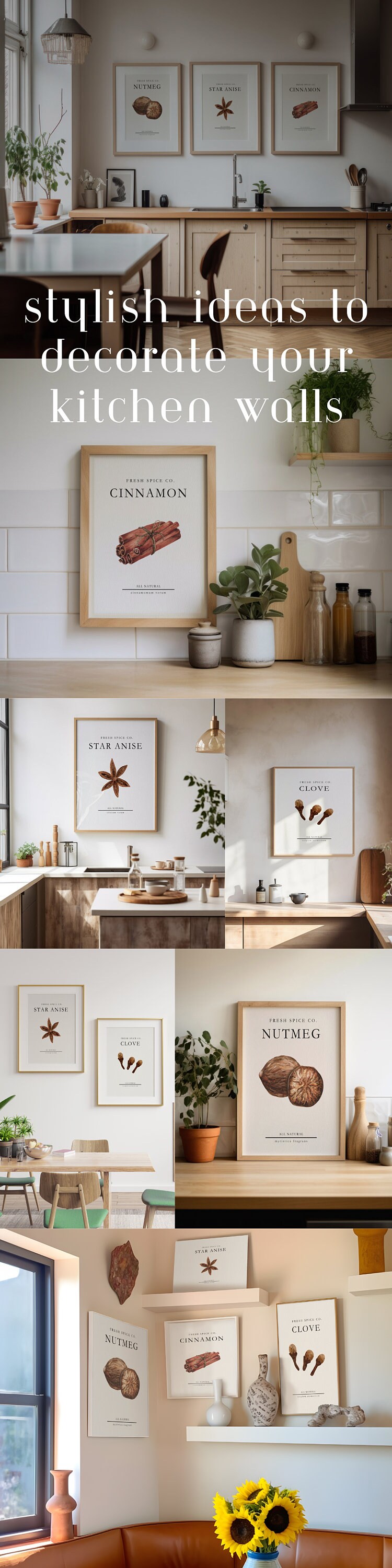 Minimalist Kitchen Wall Art Star Anise Watercolor Painting Kitchen ...
