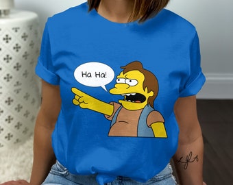Simpsons-t-shirt, unisex casual Nelson-t-shirt, unik konstdesign-t-shirt, högkvalitativa bomullskläder