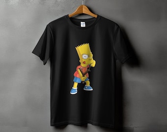 Bart Simpson, Vintage Retro Sunset Graphic T-Shirt - Nature Lovers Shirt - 80s Style Tee - Unisex Casual Top Boho Chic Clothing