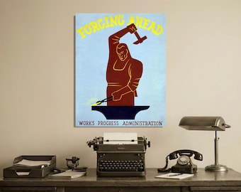 WPA-poster jaren 1930 - Vintage Works Progress Administration - Forging Ahead
