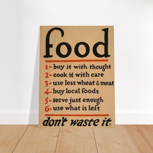 WWI Food Wartime Poster Print - propaganda, world war, ww1