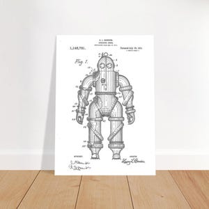 1910&#39;s Submarine Armor Patent Poster  - Vintage patent print odd invention