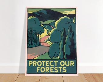 Vintage jaren 1930 poster Protect Our Forests - WPA Federal Art Project 1938