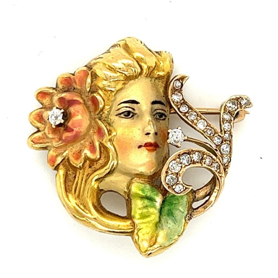 Art Nouveau Gold Pin - image 1