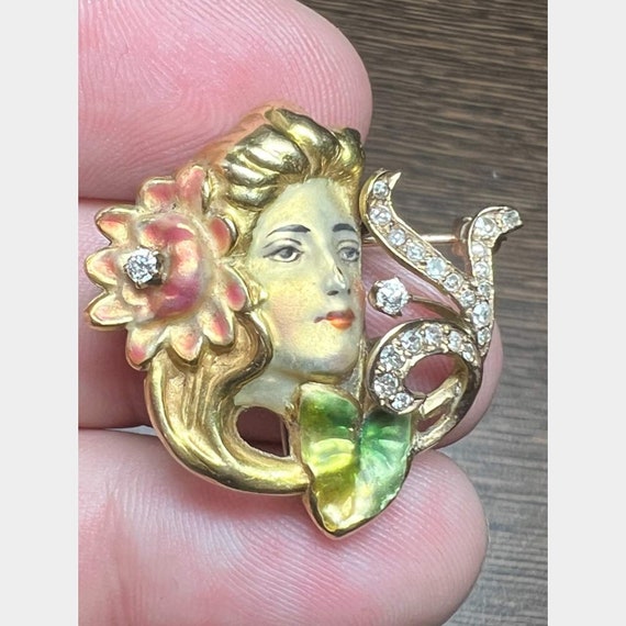 Art Nouveau Gold Pin - image 2