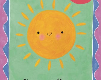 Impresión "Aquí viene el sol": Arte infantil para guardería (descarga digital)