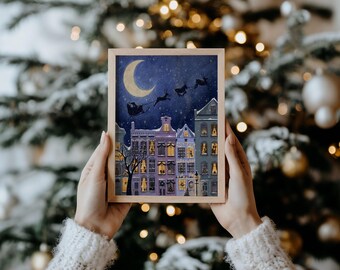 Santa Art Print | Christmas Home Decor | Father Christmas Art Print | Kids Christmas Print | Xmas Home | Xmas Print | Traditional Christmas