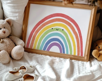 Happy Rainbow Print | Rainbow Art | Colourful Rainbow Poster | Kids Room | Gifts for Kids | Nursery Print | Playroom Art | Baby Rainbow Art