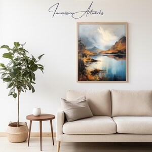Scottish Loch Landscape Oil Painting - Digital Art Print | Coastal Decor | Instant Download | Printable Wall Art |
