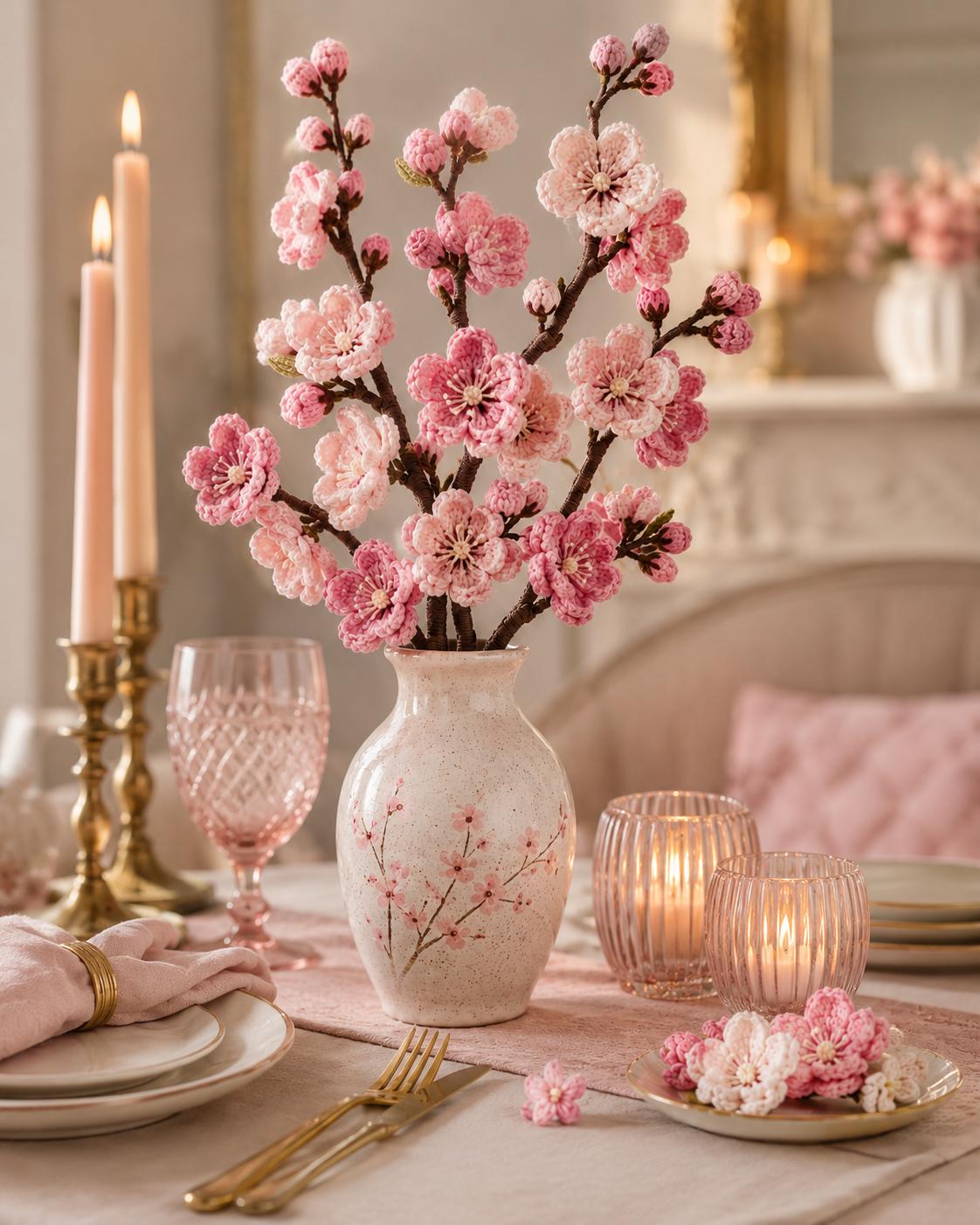 Cherry Blossom Branch Vase Decor Pattern