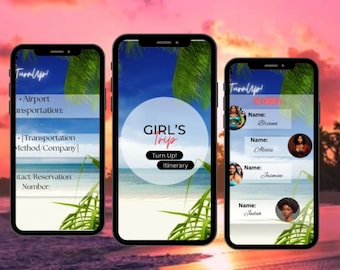 Girls Trip itinerary, itinerary template, travel itinerary, Weekend Invitation, Weekend Itinerary, Digital Schedule, Birthday Invitation
