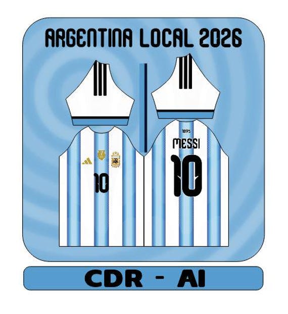 Argentina 2026 Jersey Sublimation Template | Soccer Shirt Design AI CDR PDF | World Cup Kit | Heat Press Sublimation | Instant Download