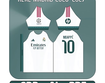 Real Madrid 2026 2027 Jersey Vector Pattern Sublimation Size M - Editable AI CDR PDF - Font Included