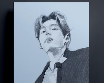 BTS V Kim Taehyung Portrait Drawing | Art Print | Wallpaper