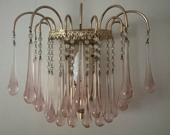 Vintage 1960s Murano Glass Drops Wall Light Pink Teardrop