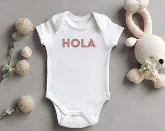 Body bianco per bambino/neonato/neonato in spagnolo "Hola"