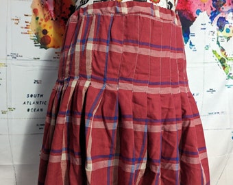 Red Plaid Pleated Tennis Skirt