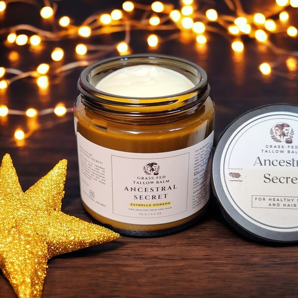 Ancestral Secret: Estrella Dorada Handmade Beef Tallow Balm. Organic Balm For All Skin And Hair Types. For Eczema - 0.55 oz/2.4 oz