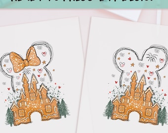 Disneyland Castle Gingerbread Ready to Press DTF, Disney Mickey Prints, Heat Press DTF Transfer, Disney Minnie Print, Disneyland Xmas DTF
