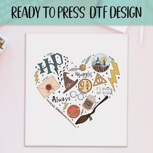 Magical Wizard Symbols Heart Ready to Press DTF, Magician Inspired Symbols Designed Transfer, Heat Press DTF, Magical Print For Magic Fans