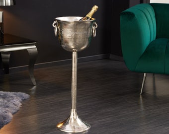 Dekorativer Sektkühler CHAMPAGNE 80cm antik silber handmade Metall Flaschenkühl- Winedekoration Wine Deko Luxus Wine Eiskühl Dekorativ Metal