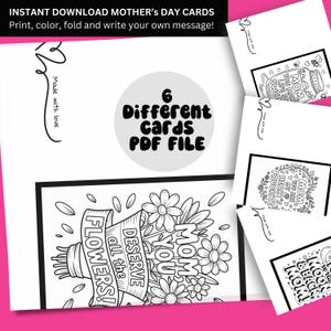Tarjetas para colorear del Día de la Madre para que niños y familias coloreen. Descárgalas, imprímelas y escribe tu propio mensaje en el espacio en blanco.