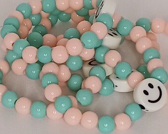 Pulseira da Amizade com Miçangas em Formato de Sorriso