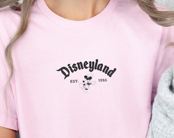 Embroidered Disneyland est 1955 T-Shirt, Vintage Disneyland Shirt, Disney Fans Shirt, Classic Disneyland Tee, Mickey Mouse Embroidery