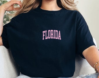 Embroidered Florida Shirt, Florida Tshirt, Florida T Shirt, Florida Tee, Aesthetic Girls Trip Shirt, Bachelorette Gift, Family Vacation Tee