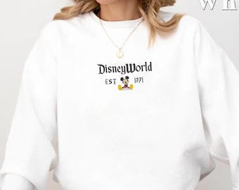 Embroidered DisneyWorld Florida Sweatshirt,DisneyWorld Est 1971 Sweater, Disney Vacation Sweater, Mickey And Friends Crewneck,Walt Disney