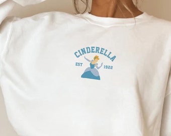 Embroidered Cinderella Est. 1922 Sweater, Vintage Cinderella Sweater, Retro Cinderella Sweater, Disney Classic Cinderella Sweater