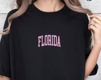 Embroidered Florida Shirt, Florida Tshirt, Florida T Shirt, Florida Tee, Aesthetic Girls Trip Shirt, Bachelorette Gift, Family Vacation Tee