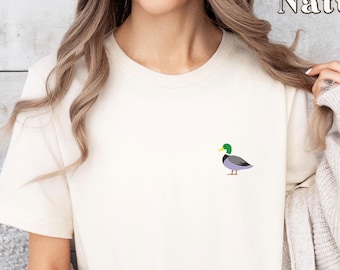 Embroidered Duck T-Shirt, Cute Duck Shirt, Funny Duck Tee, Silly Duck Shirt, Animal Lovers Tee, Matching Duck Tee, Gift For Duck Lovers