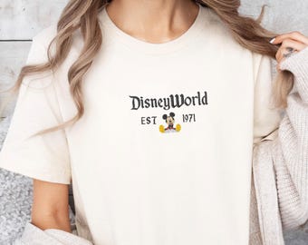 Embroidered DisneyWorld Florida Shirt,DisneyWorld Est 1971 Shirt, Disney Vacation Shirt, Mickey And Friends Shirt,Retro Walt Disney Shirt