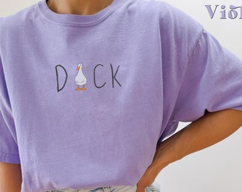 Embroidered Cute Duck Tee, Duck Lover Shirt, Funny Duck Design Tee, Duck Embroidery Shirt, Funny Silly Goose Shirt, Comfort Colors Shirt