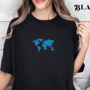Embroidered Travel Shirt, Traveler Gift, Travel Lover, World Map Shirt, Geography Teacher, Exchagne Student, Wanderlust, Adventure Tee